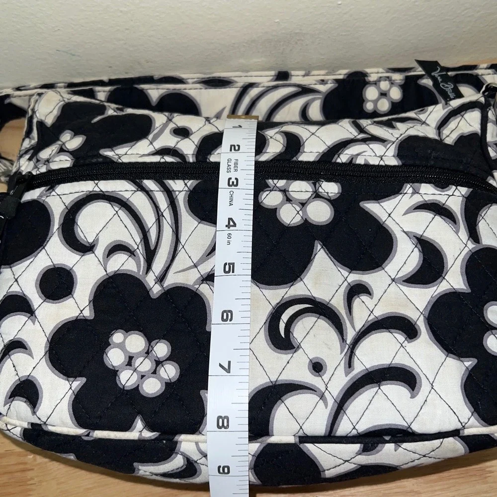 Vera Bradley Night and Day Quilted Floral Crossbody Bag Black White Shoulder Bag